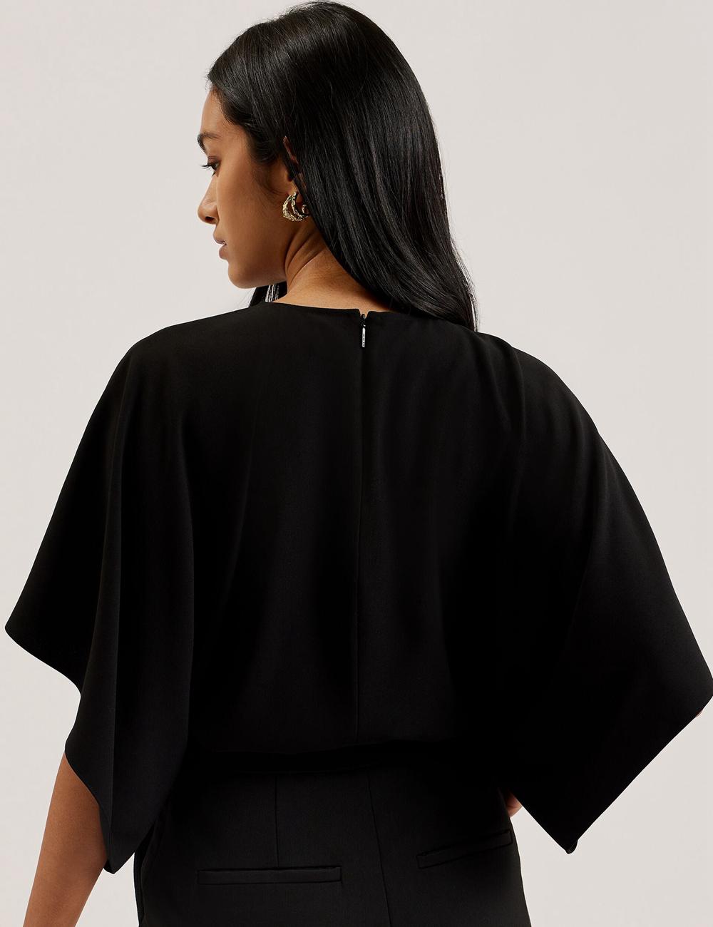 Black Women Ted Baker CHERIKA - Batwing Short Sleeve Satin Blouses | SA  FAI-394167
