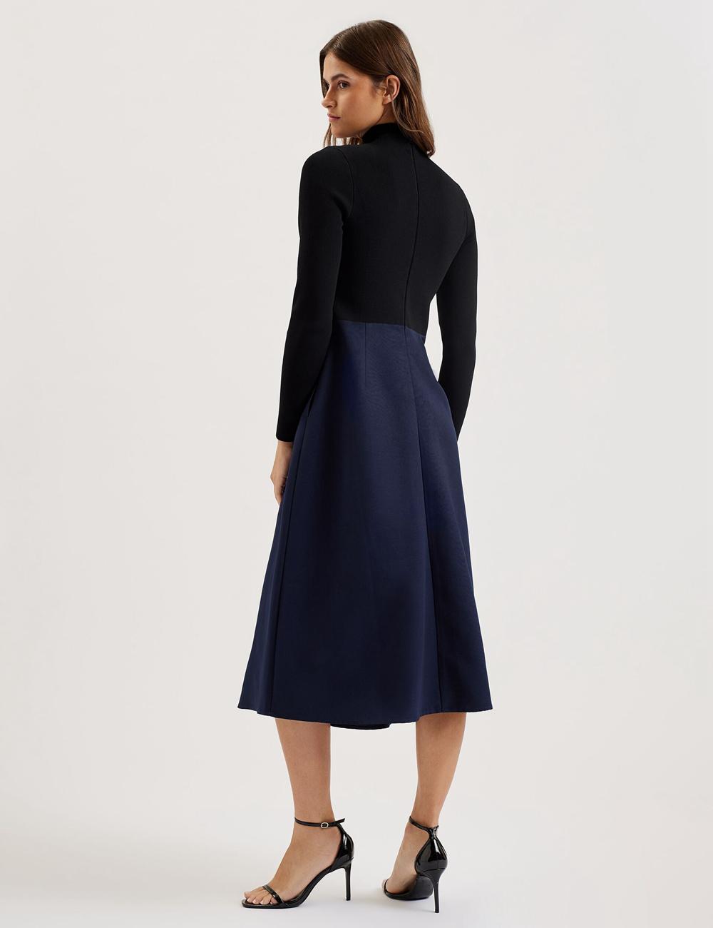 Black Women Ted Baker CHIRA - Knit Bodice With Wrap Skirt Midi Dresses | SA  KFY-537246