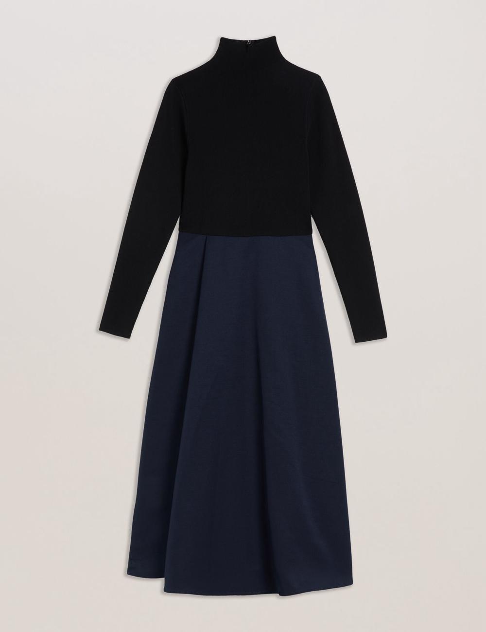 Black Women Ted Baker CHIRA - Knit Bodice With Wrap Skirt Midi Dresses | SA  KFY-537246