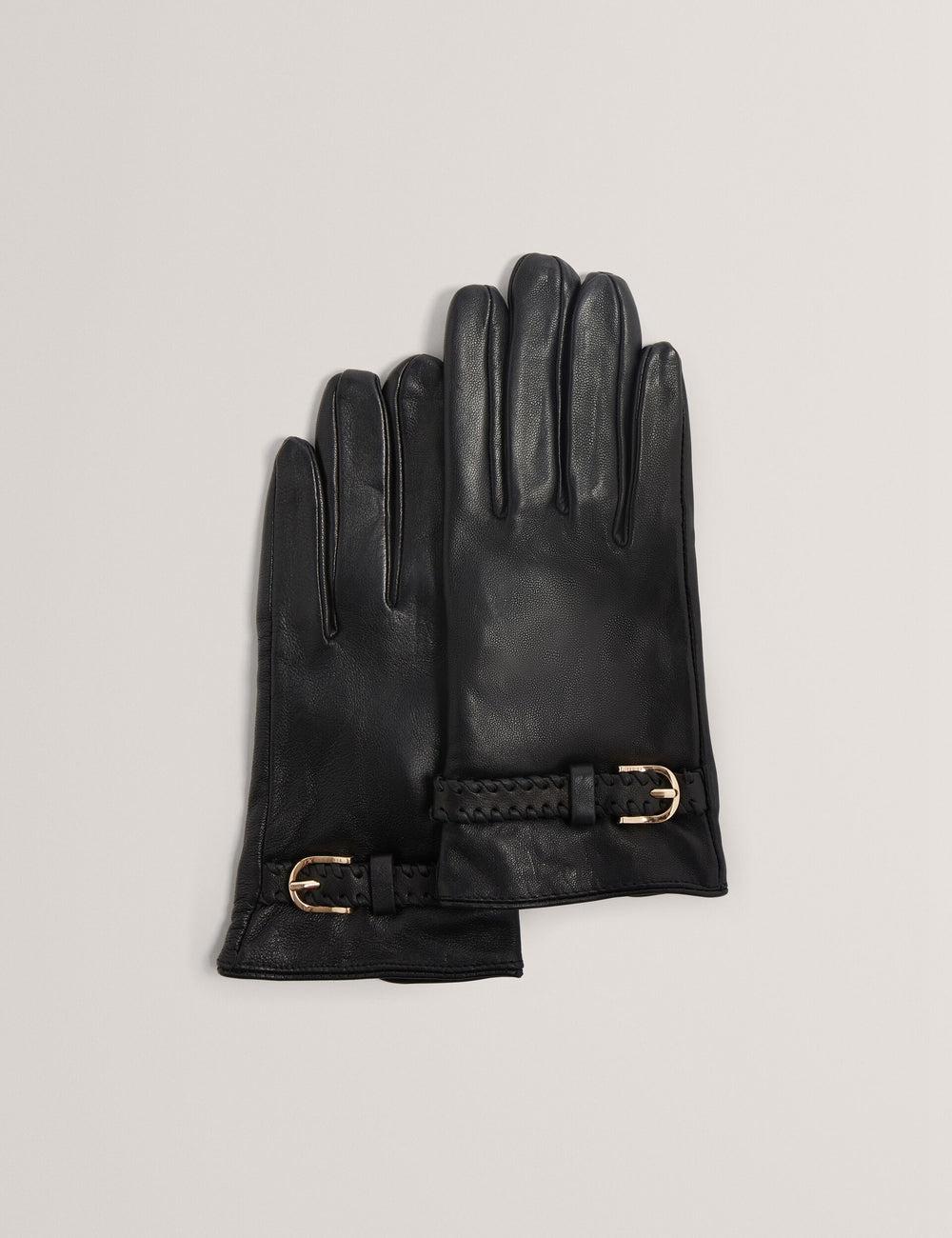 Black Women Ted Baker CLAIREL - Buckle Cuff Leather Gloves | SA  CTO-845762