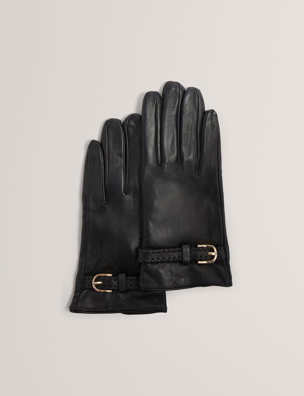 Black Women Ted Baker CLAIREL - Buckle Cuff Leather Gloves | SA  CTO-845762