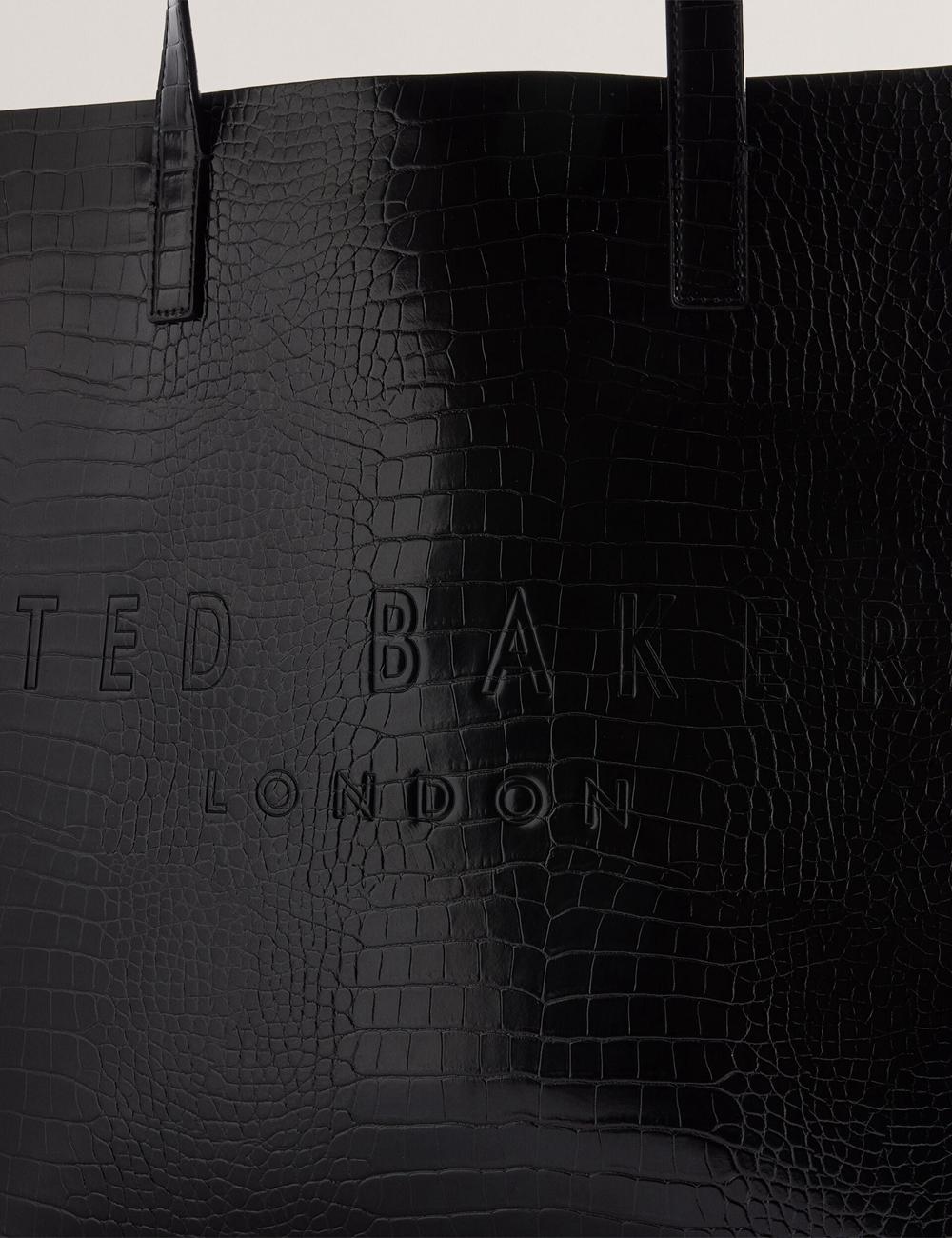 Black Women Ted Baker CROCCON - Large Croc Texture Icon Tote Bags | SA  GPW-473809