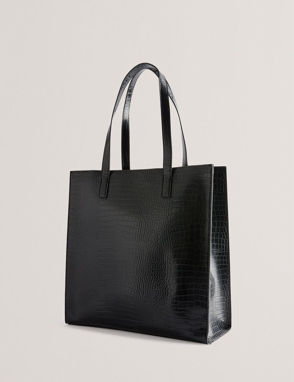 Black Women Ted Baker CROCCON - Large Croc Texture Icon Tote Bags | SA  GPW-473809