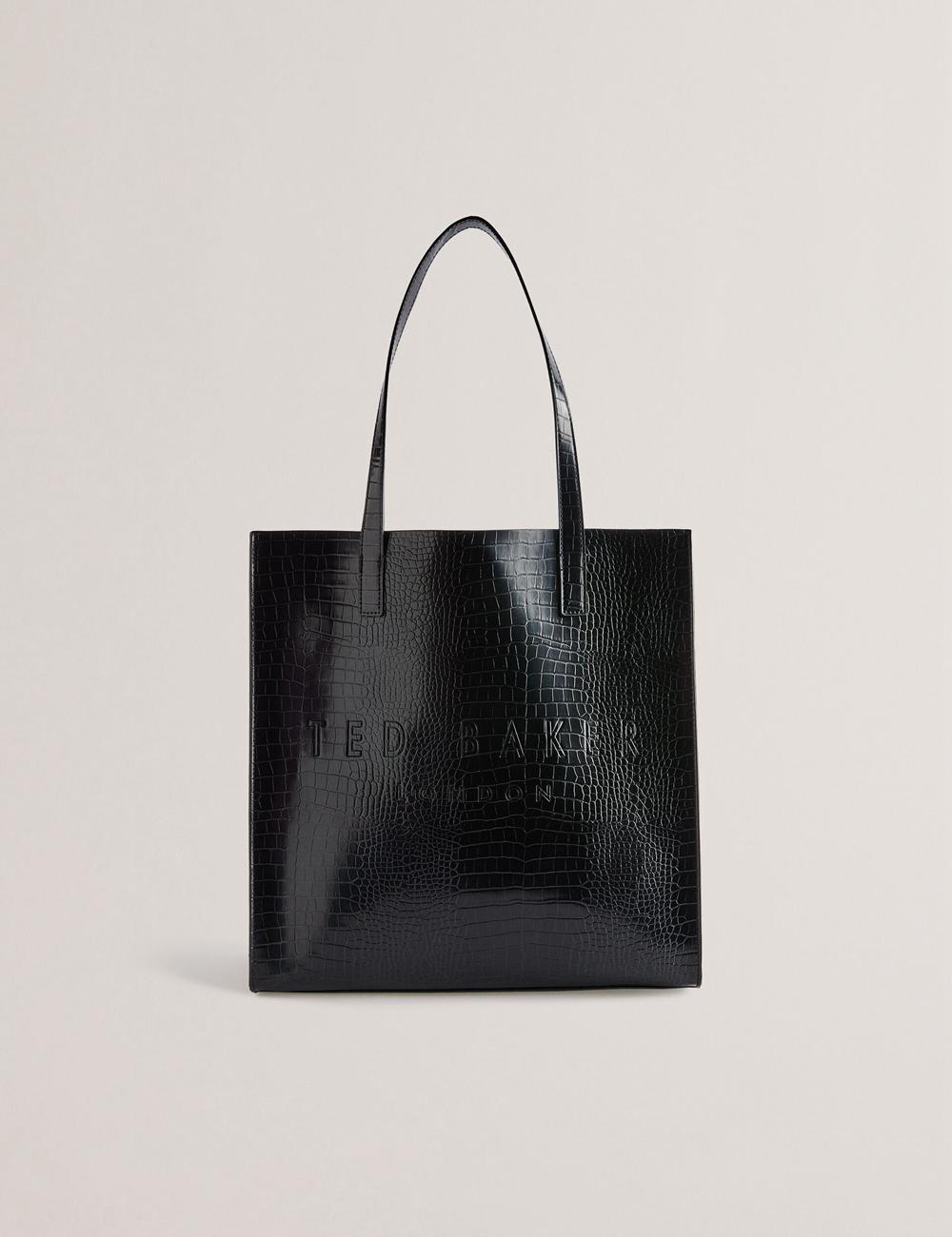 Black Women Ted Baker CROCCON - Large Croc Texture Icon Tote Bags | SA  GPW-473809