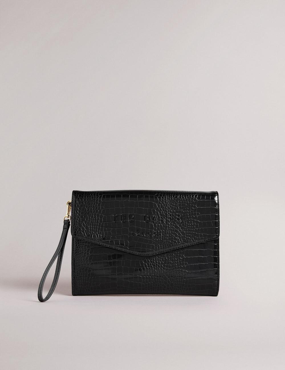 Black Women Ted Baker CROCEY - Croc Effect PU Envelope Clutch Clutch Bags | SA  VTN-805472
