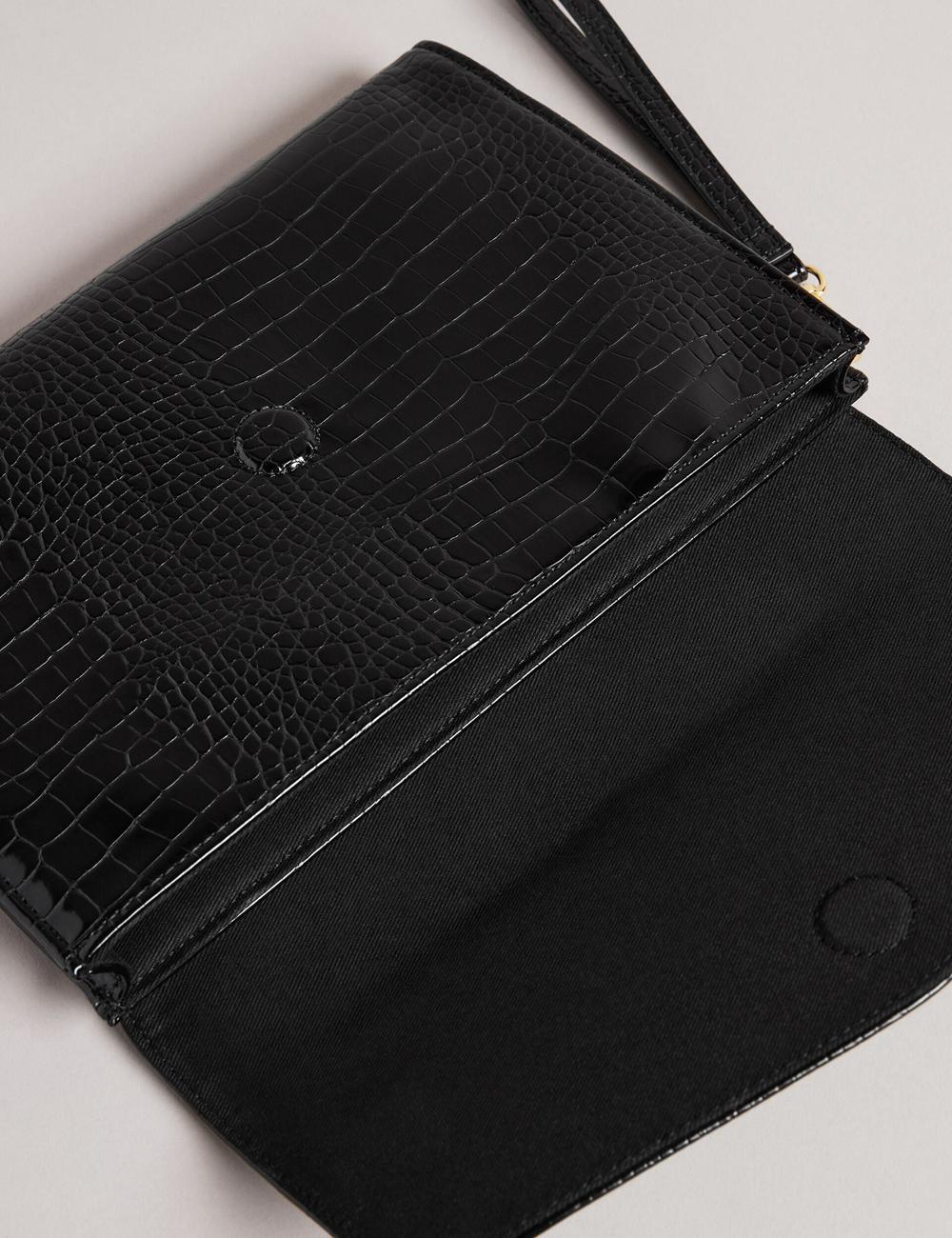 Black Women Ted Baker CROCEY - Croc Effect PU Envelope Clutch Clutch Bags | SA  VTN-805472