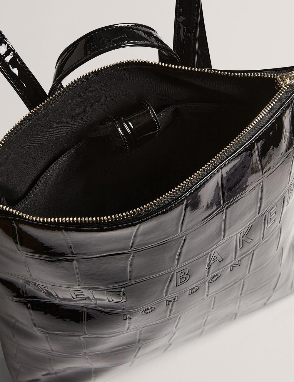 Black Women Ted Baker CROCLEE - Croc Effect Faux Leather Backpack Backpacks | SA  IDS-298754