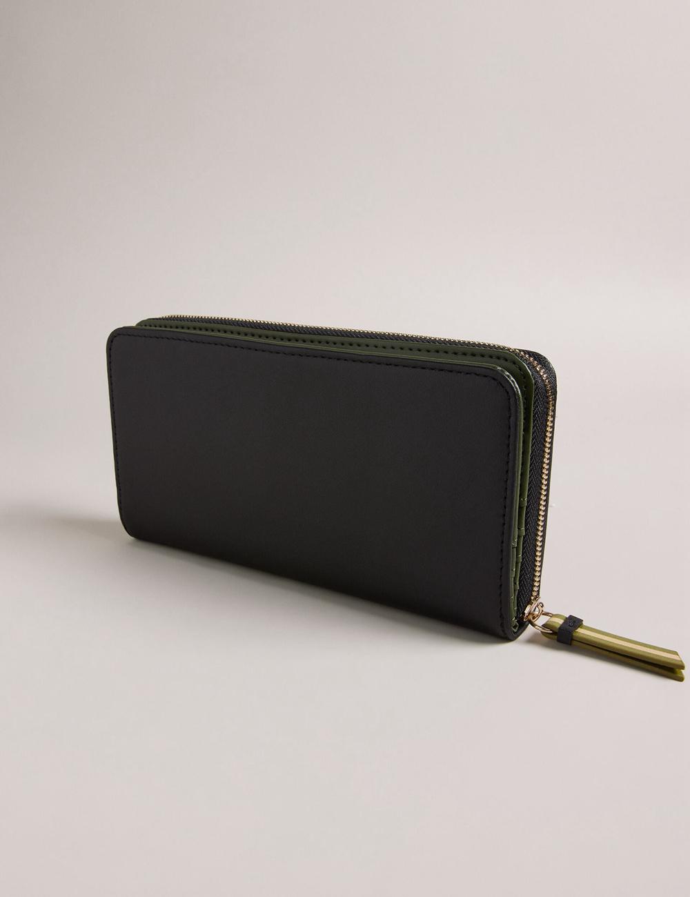 Black Women Ted Baker DARCIEA - Smooth Leather Zip Around Large Purses | SA  VNP-306518