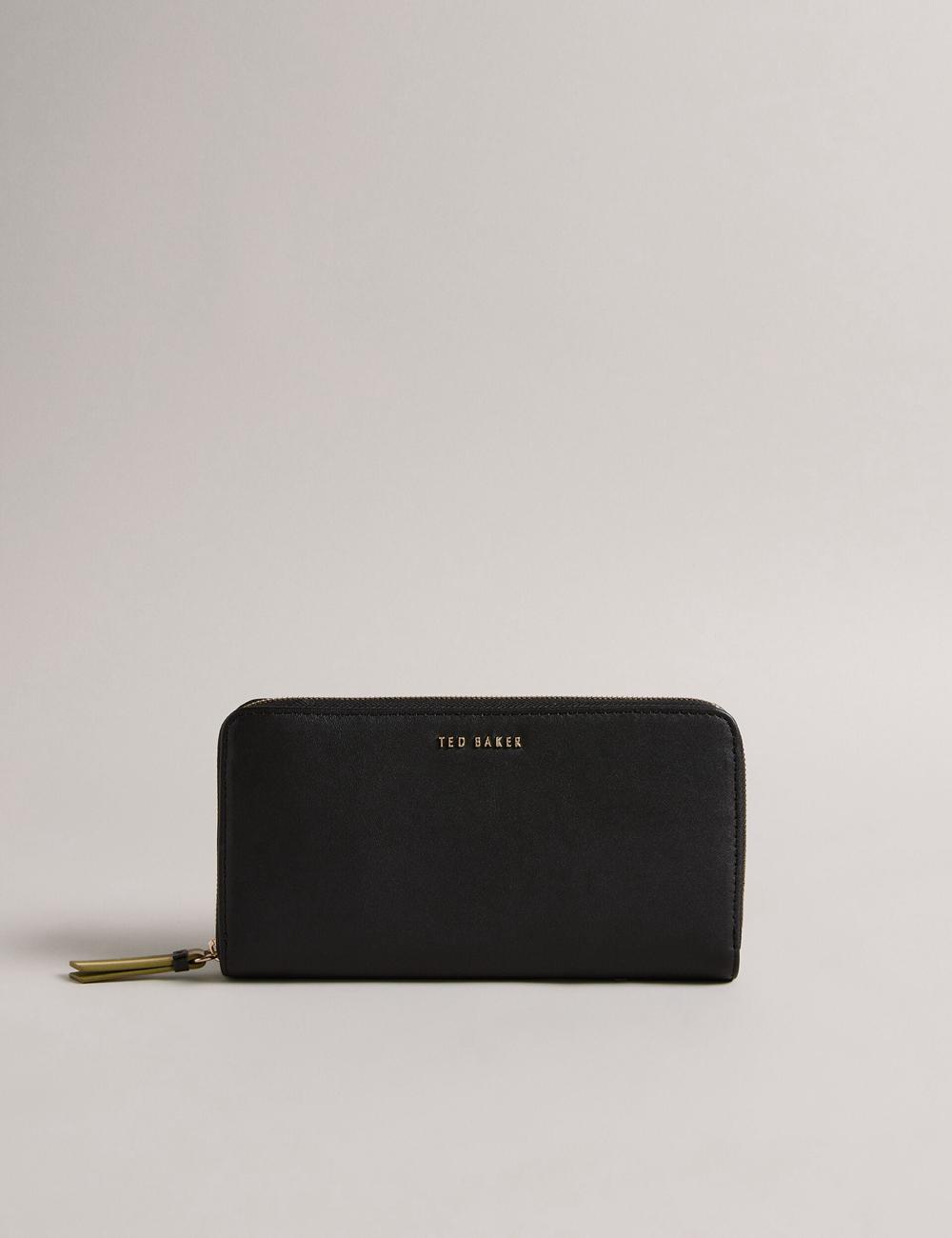 Black Women Ted Baker DARCIEA - Smooth Leather Zip Around Large Purses | SA  VNP-306518