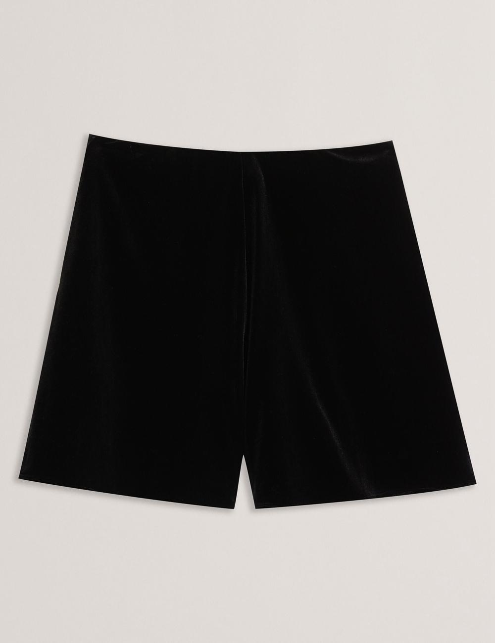 Black Women Ted Baker DURVLA - Velvet High Waisted Wide Leg Shorts | SA  MFO-641857