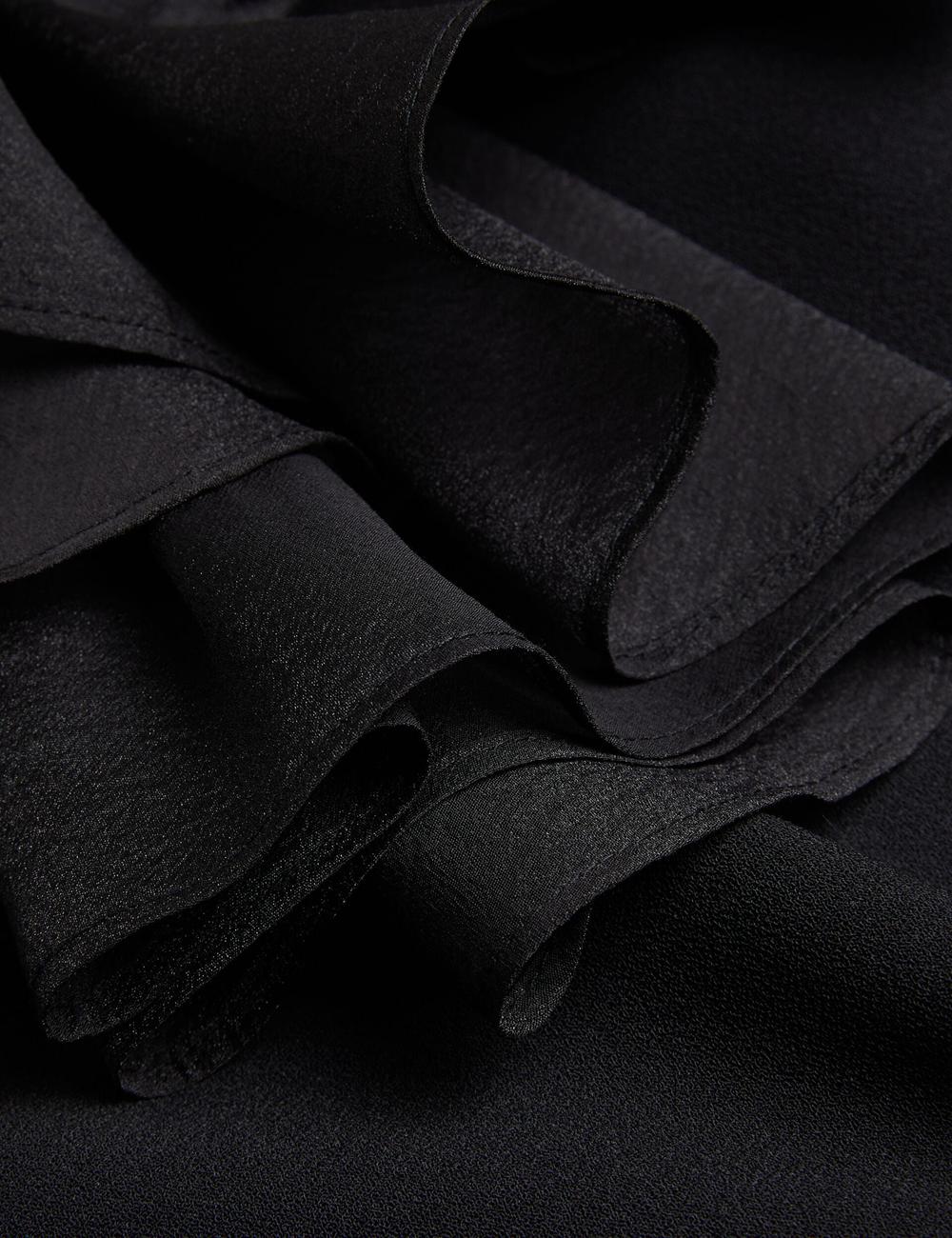 Black Women Ted Baker ELQUI - Oversized Ruffle Trim V-Neck Mini Dresses | SA  FTW-257639