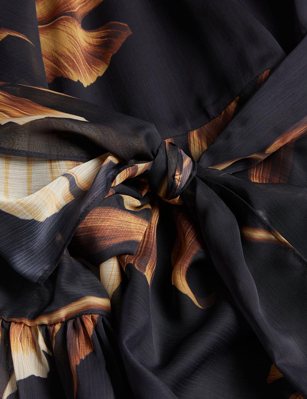 Black Women Ted Baker ELSTER - Printed Chiffon With Waist Mini Dresses | SA  JAN-342079