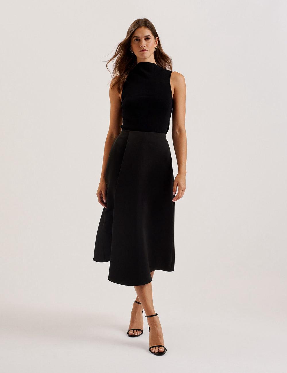Black Women Ted Baker ERVA - Asymmetric Satin Wrap Midi Skirts | SA  YCX-685032