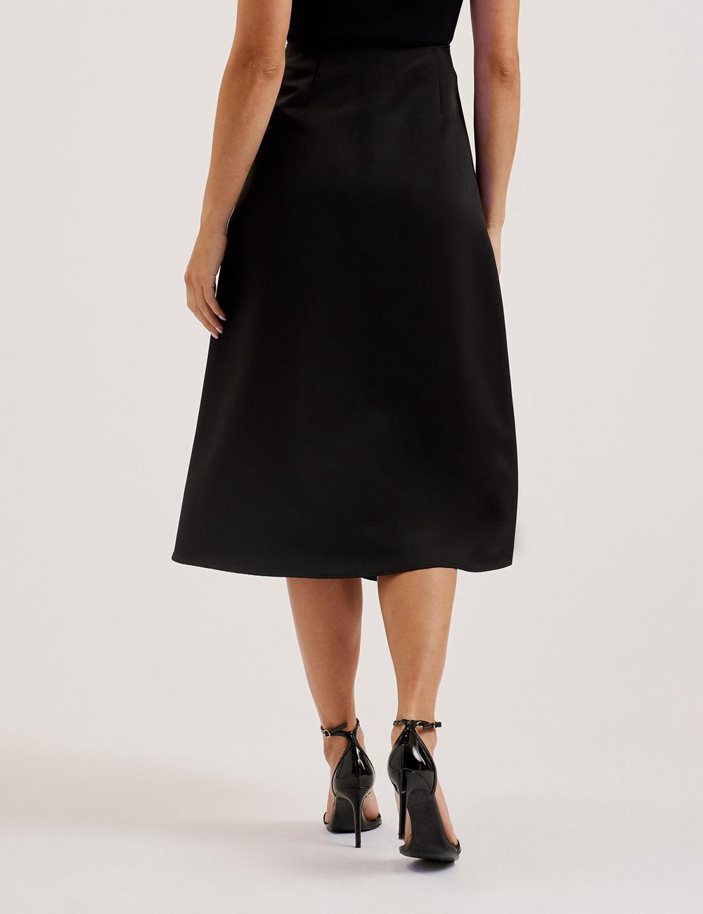 Black Women Ted Baker ERVA - Asymmetric Satin Wrap Midi Skirts | SA  YCX-685032