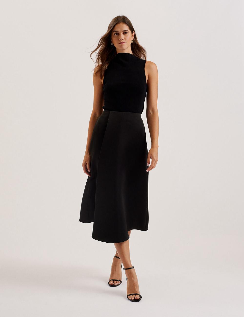 Black Women Ted Baker ERVA - Asymmetric Satin Wrap Midi Skirts | SA  YCX-685032