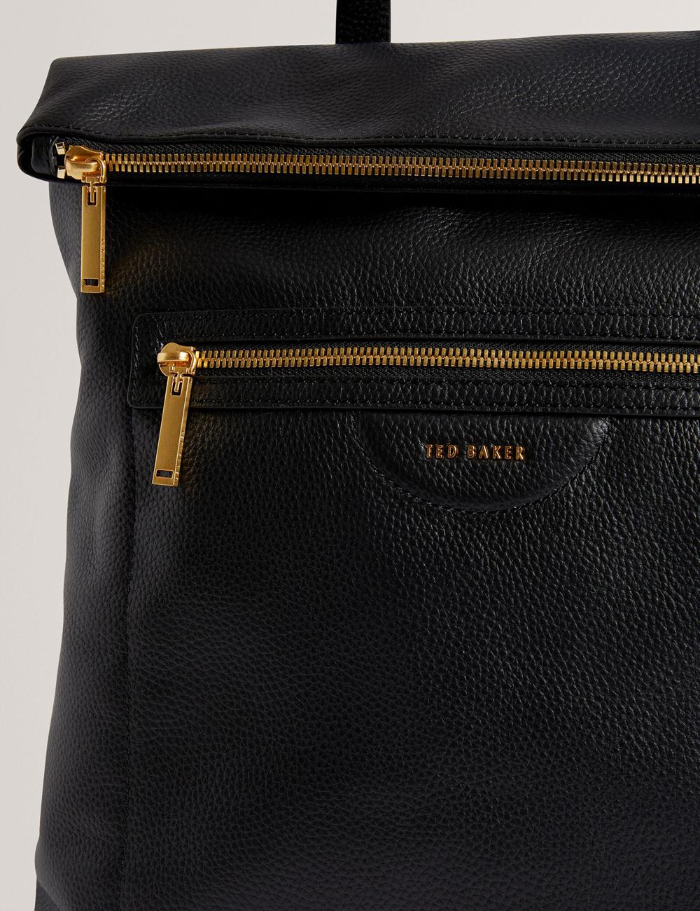 Black Women Ted Baker ESSAYA - Leather Webbing Strap Fold Over Backpacks | SA  GLV-764921
