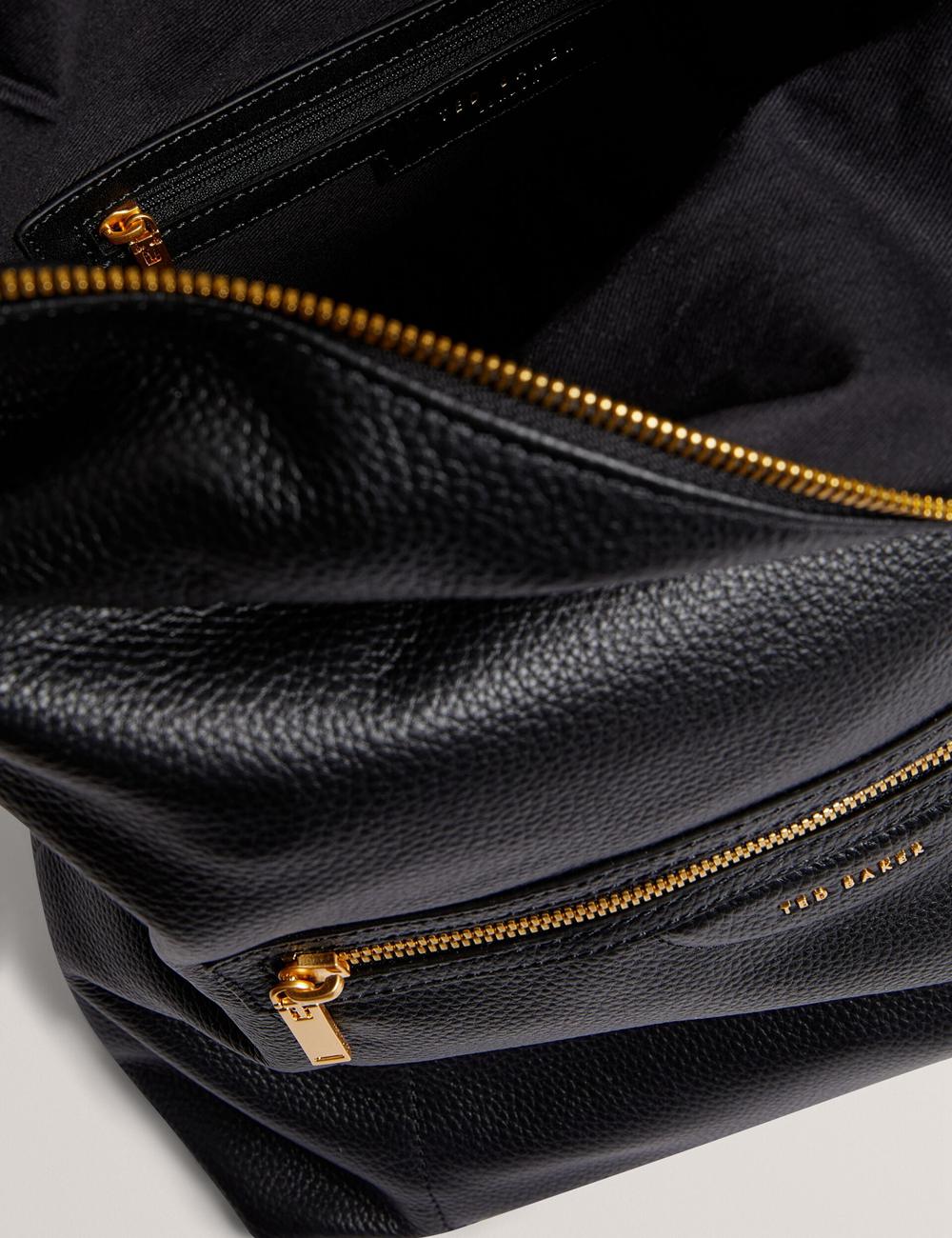 Black Women Ted Baker ESSAYA - Leather Webbing Strap Fold Over Backpacks | SA  GLV-764921
