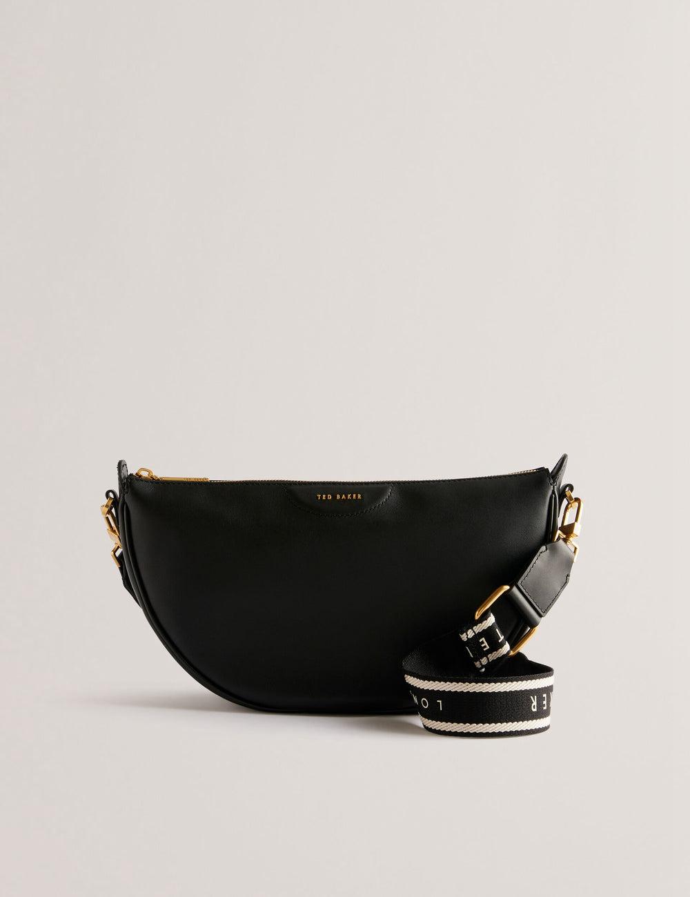 Black Women Ted Baker ESSINA - Webbing Half Moon Leather Crossbody Bags | SA  YVR-081453