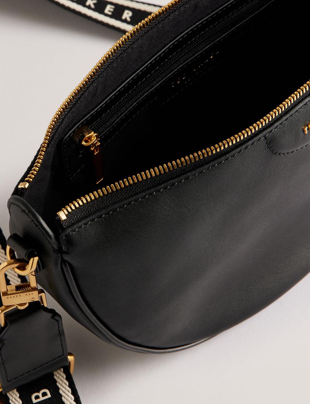 Black Women Ted Baker ESSINA - Webbing Half Moon Leather Crossbody Bags | SA  YVR-081453