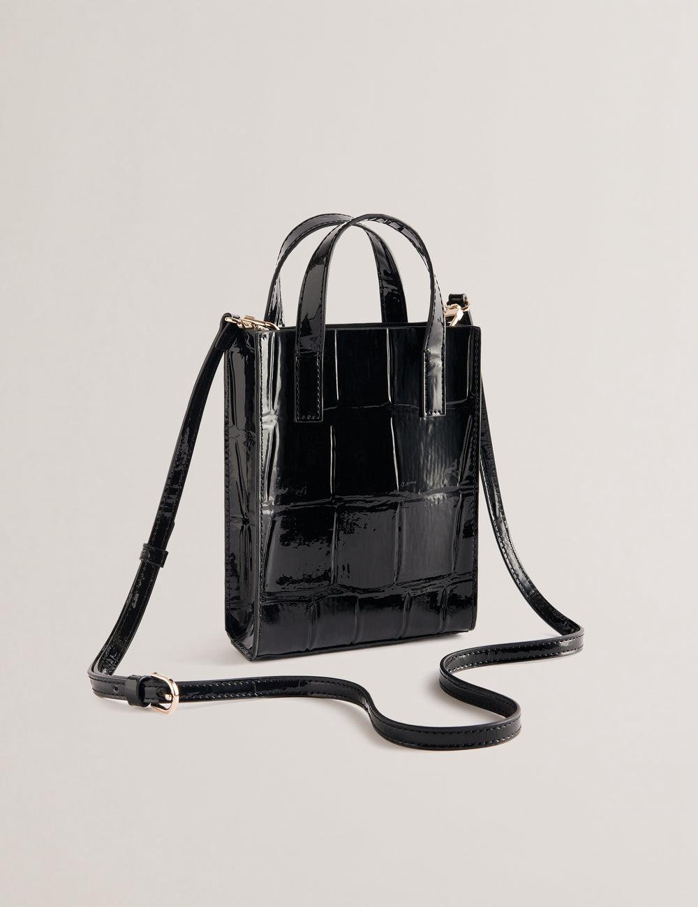 Black Women Ted Baker GATOCON - Mini Croc Effect Patent Tote Bags | SA  BWQ-257984