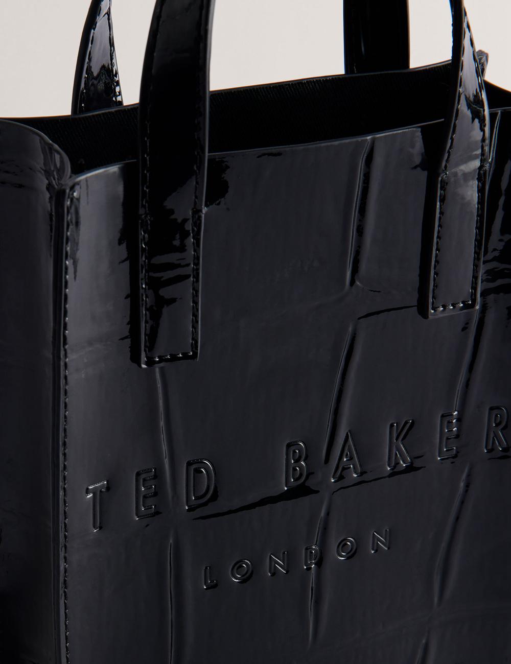 Black Women Ted Baker GATOCON - Mini Croc Effect Patent Tote Bags | SA  BWQ-257984