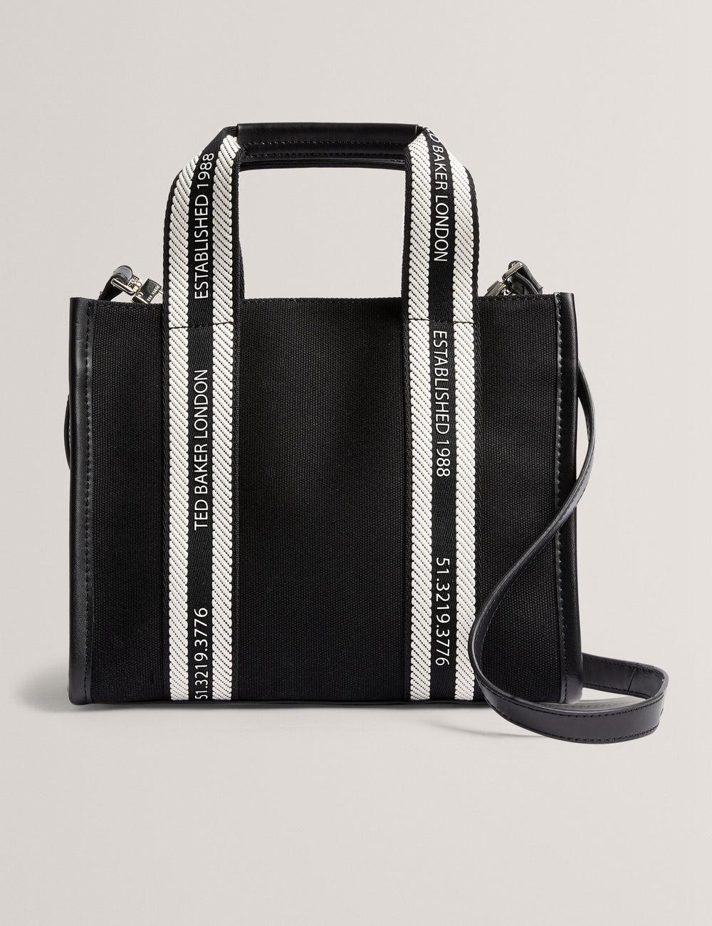 Black Women Ted Baker GEORJEA - Branded Webbing Canvas Small Tote Bags | SA  HFL-625473