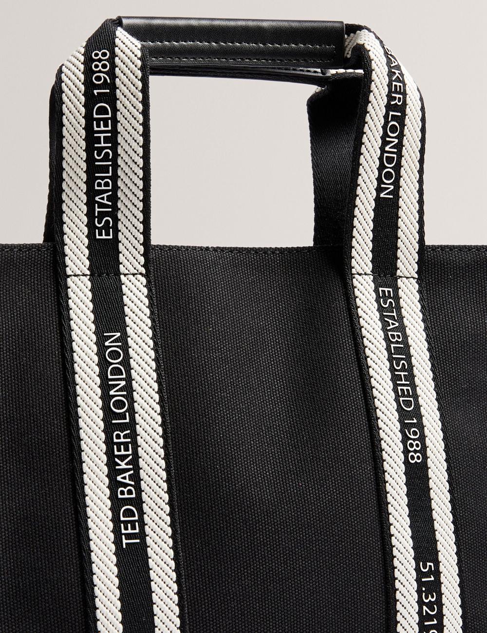 Black Women Ted Baker GEORJEA - Branded Webbing Canvas Small Tote Bags | SA  HFL-625473