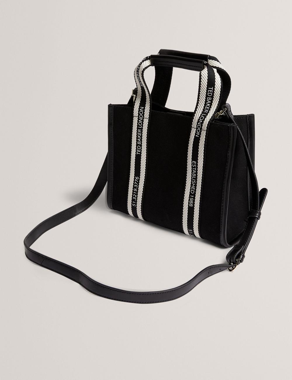 Black Women Ted Baker GEORJEA - Branded Webbing Canvas Small Tote Bags | SA  HFL-625473