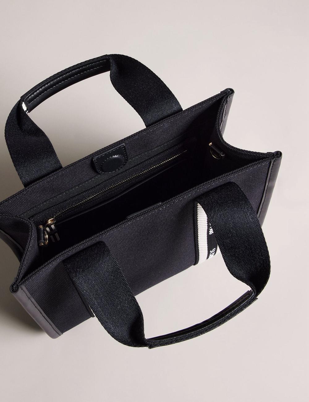 Black Women Ted Baker GEORJEA - Branded Webbing Canvas Small Tote Bags | SA  HFL-625473