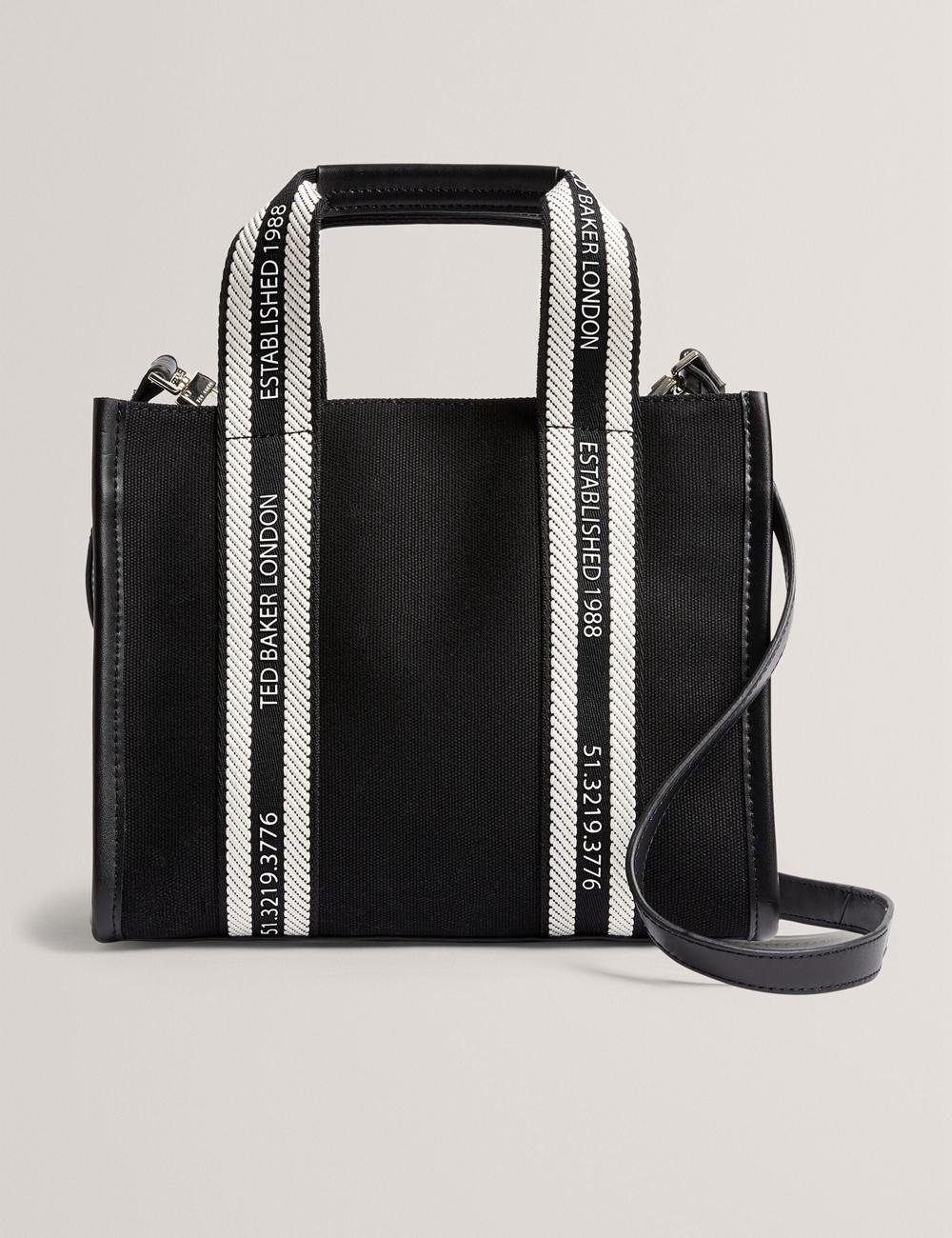 Black Women Ted Baker GEORJEA - Branded Webbing Canvas Small Tote Bags | SA  HFL-625473