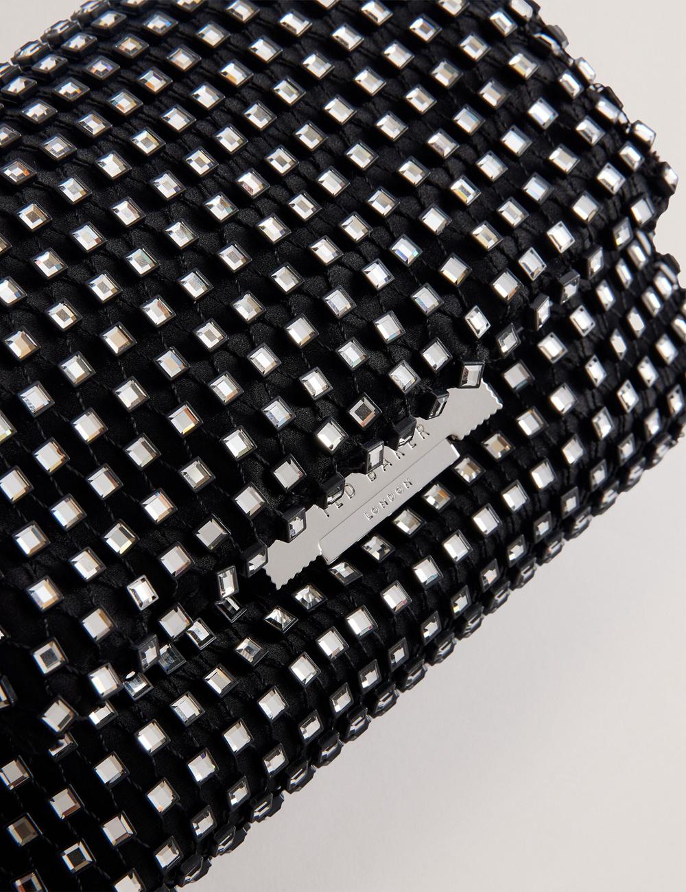 Black Women Ted Baker GLITSZI - Crystal Cage Mini Crossbody Bags | SA  WVU-059376