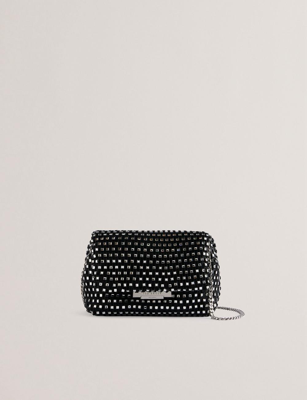 Black Women Ted Baker GLITSZI - Crystal Cage Mini Crossbody Bags | SA  WVU-059376
