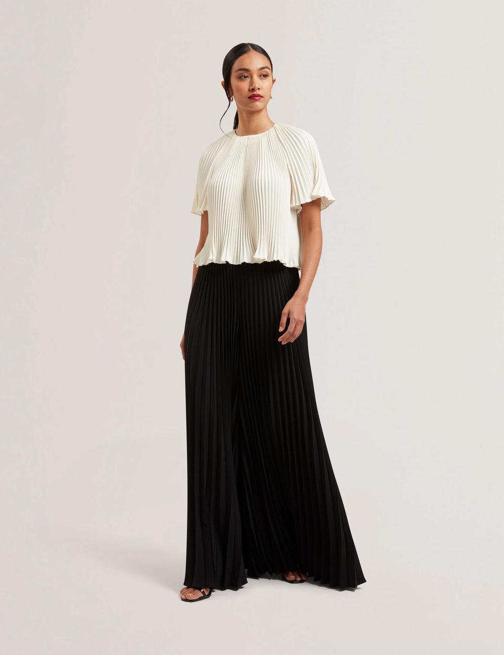 Black Women Ted Baker HARYX - Pleated Wide Leg Palazzo Trousers | SA  EGB-923715