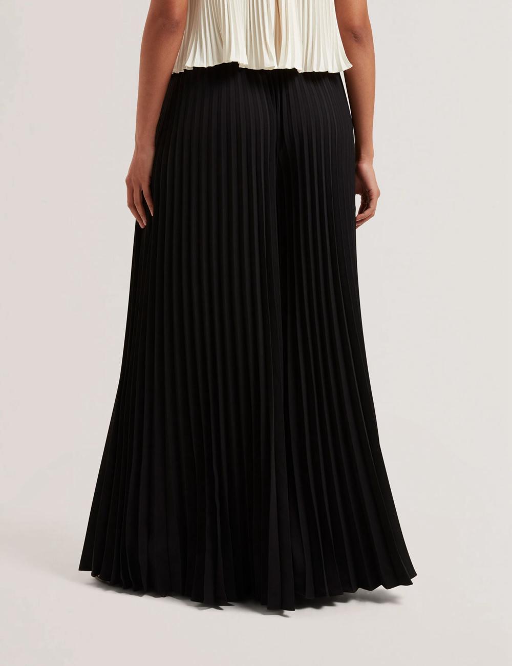 Black Women Ted Baker HARYX - Pleated Wide Leg Palazzo Trousers | SA  EGB-923715