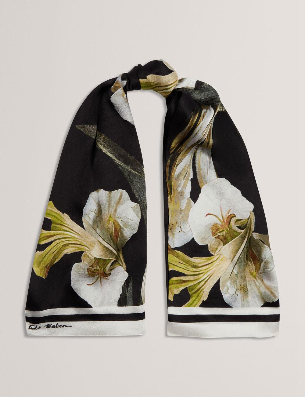 Black Women Ted Baker IRISSO - Floral Graphic Textured Long Silk Scarves | SA  UVQ-219035