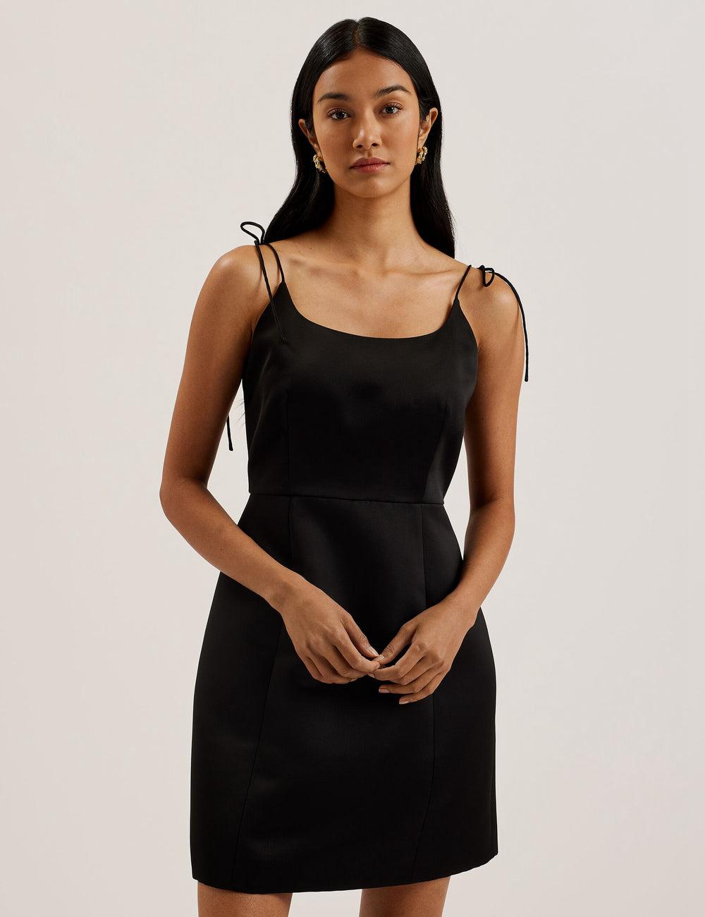 Black Women Ted Baker KAVALA - Strap Square Neck Mini Dresses | SA  HTR-123750