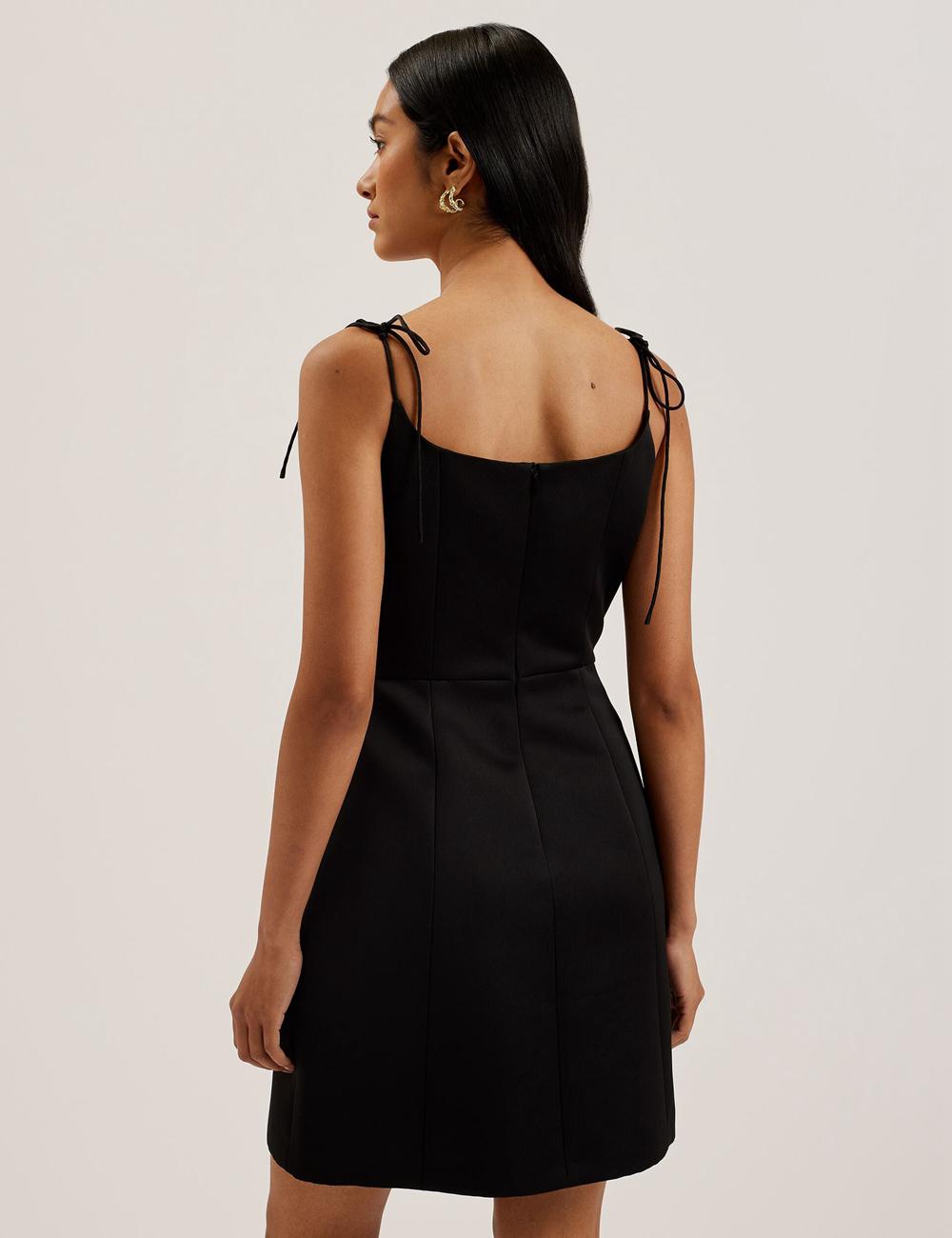 Black Women Ted Baker KAVALA - Strap Square Neck Mini Dresses | SA  HTR-123750