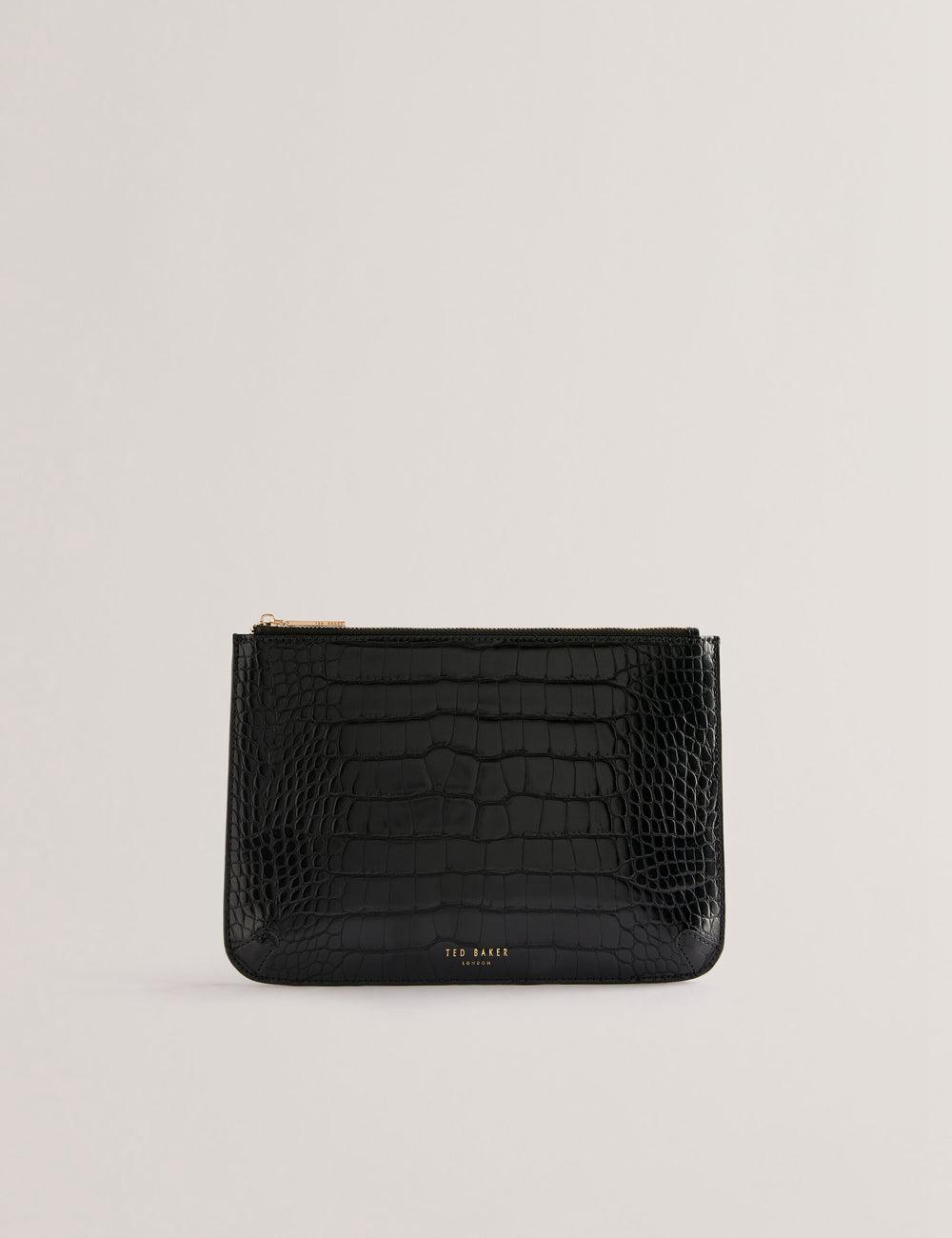 Black Women Ted Baker KELLIII - Croc Texture Passport Cover And Travel Pouch Travel Wallets | SA  WZE-415206