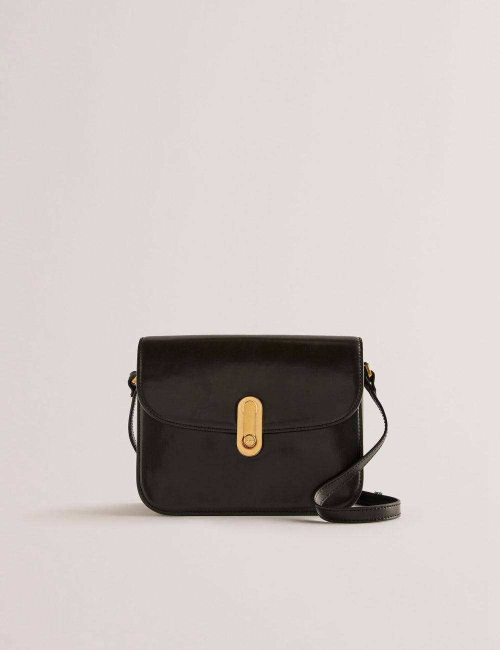 Black Women Ted Baker KKAYLI - Polished Leather Crossbody Satchel Satchel Bags | SA  SGY-130927
