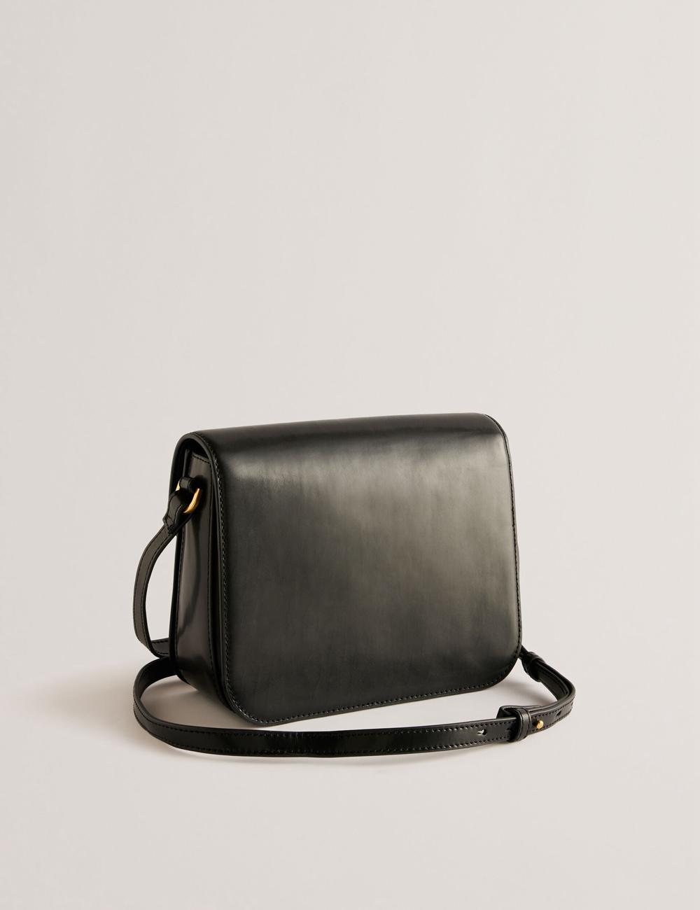 Black Women Ted Baker KKAYLI - Polished Leather Crossbody Satchel Satchel Bags | SA  SGY-130927