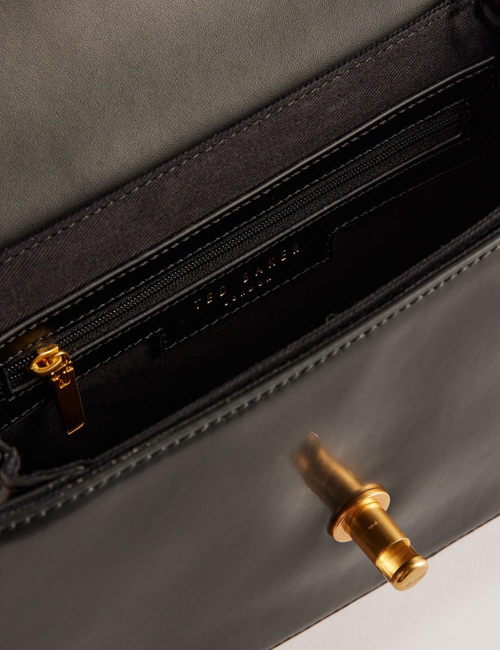 Black Women Ted Baker KKAYLI - Polished Leather Crossbody Satchel Satchel Bags | SA  SGY-130927