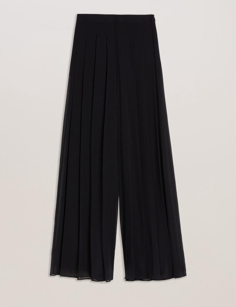 Black Women Ted Baker KOKUTO - Chiffon Pleated Wide Leg Palazzo Trousers | SA  JRZ-792601