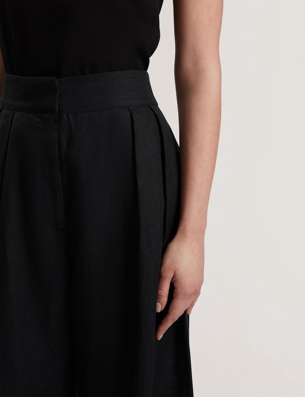 Black Women Ted Baker KYFAAT - Pure Linen Tailored Wide Leg Trousers | SA  XOS-817360