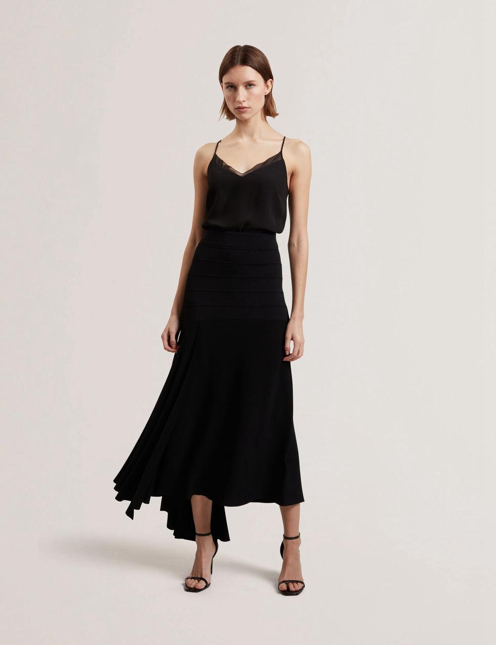 Black Women Ted Baker LAURRIE - Asymmetric Waterfall Hem Knitted Midi Skirts | SA  NBP-684503