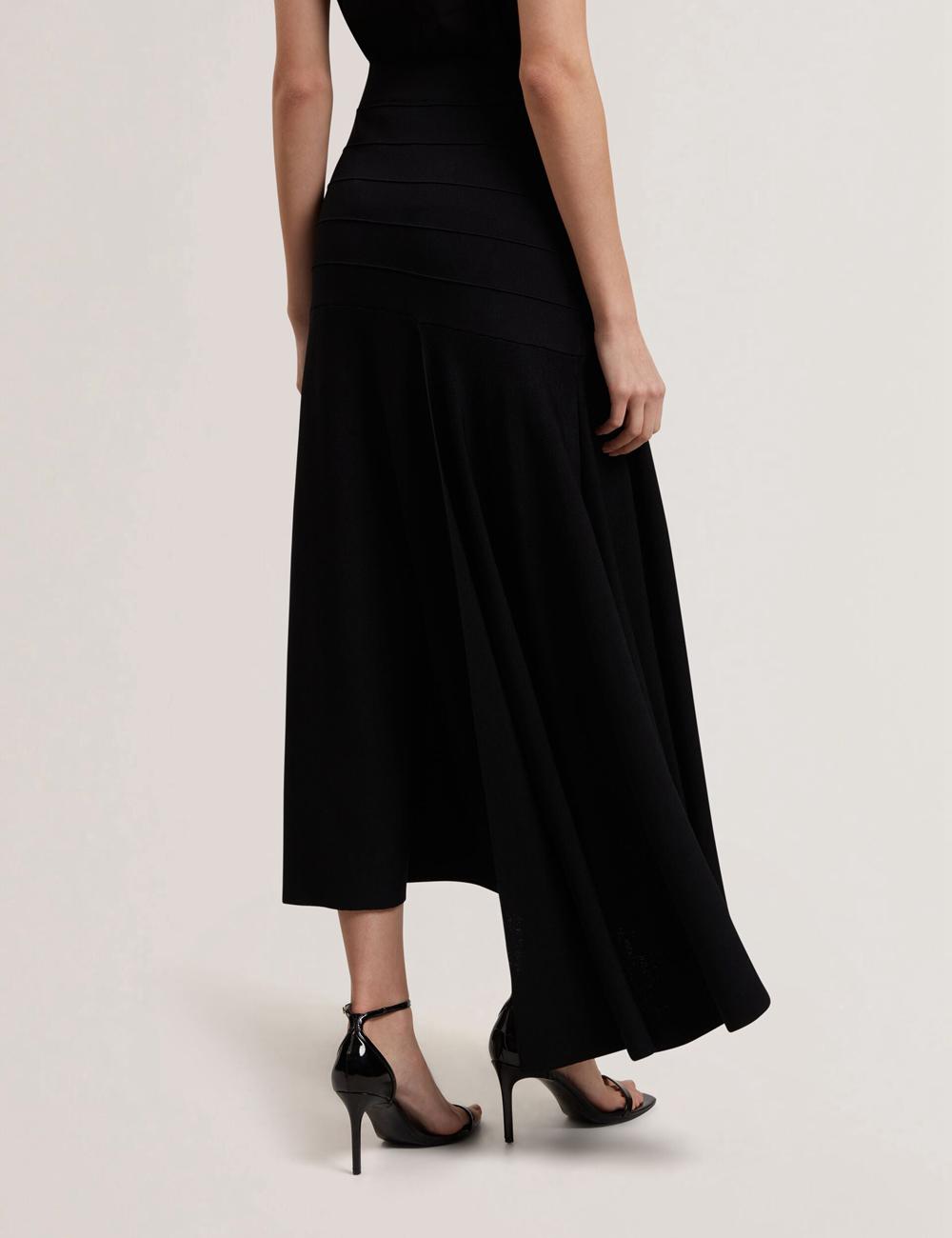 Black Women Ted Baker LAURRIE - Asymmetric Waterfall Hem Knitted Midi Skirts | SA  NBP-684503