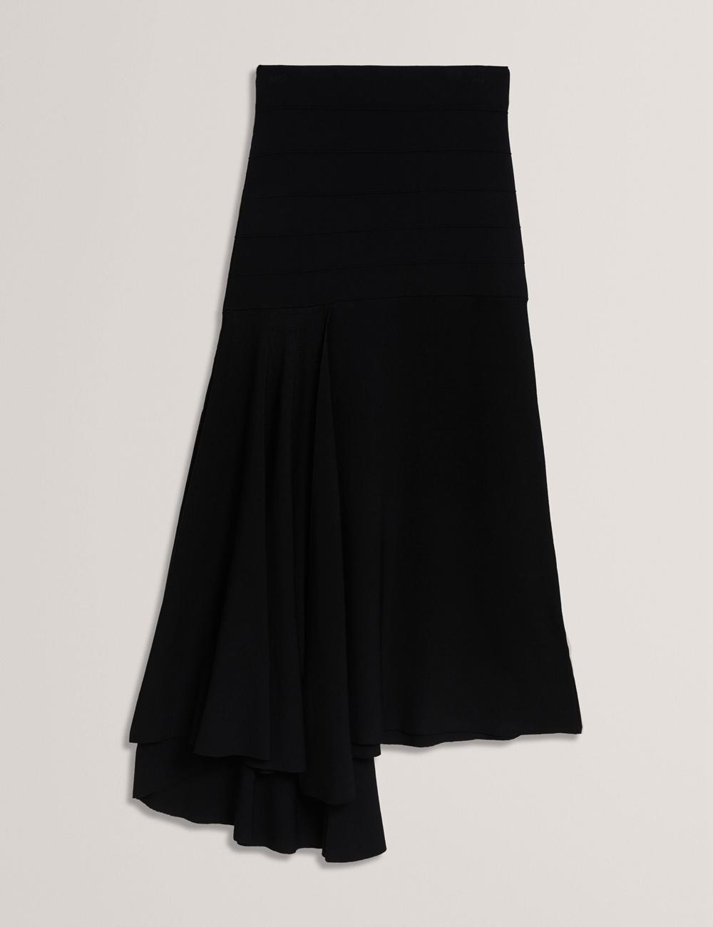 Black Women Ted Baker LAURRIE - Asymmetric Waterfall Hem Knitted Midi Skirts | SA  NBP-684503