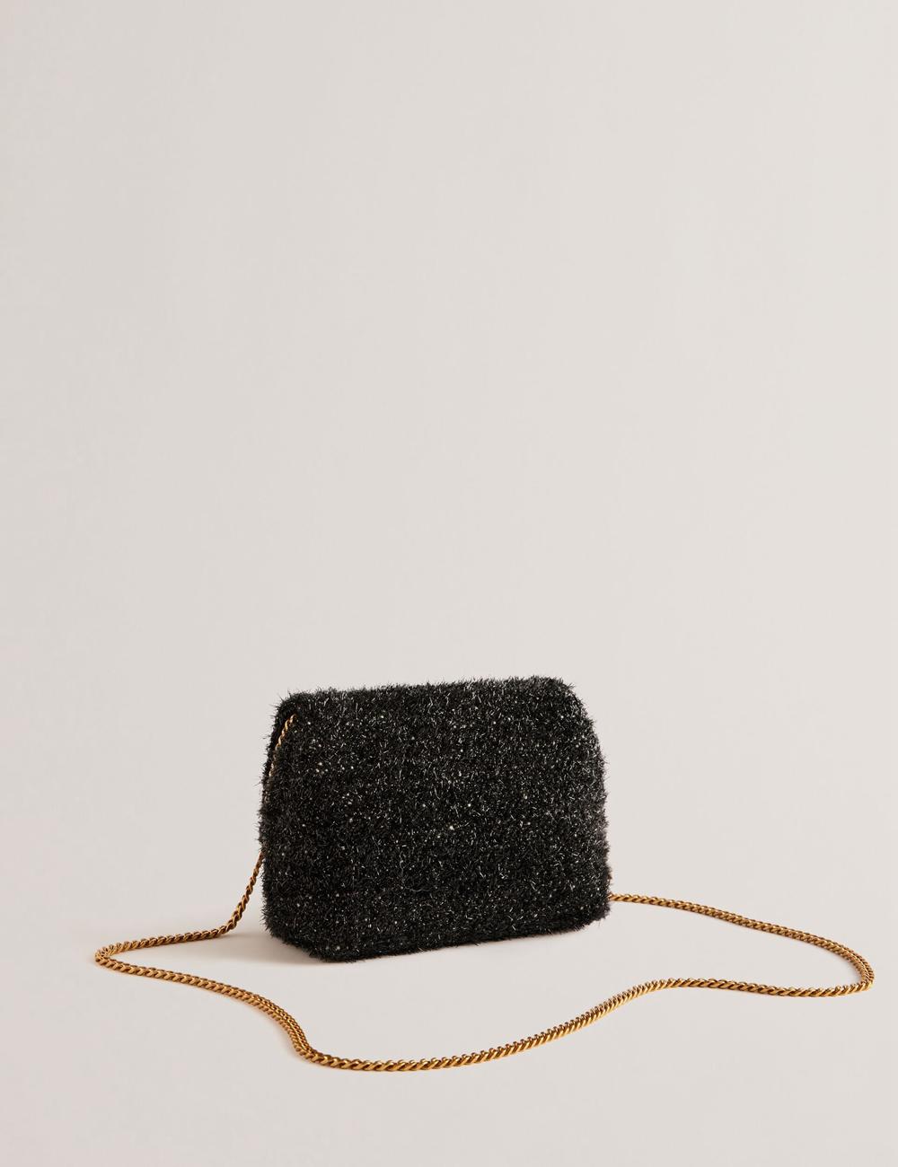 Black Women Ted Baker LIYLAH - Metallic Tinsel Fold Over Crossbody Bags | SA  RGV-326081