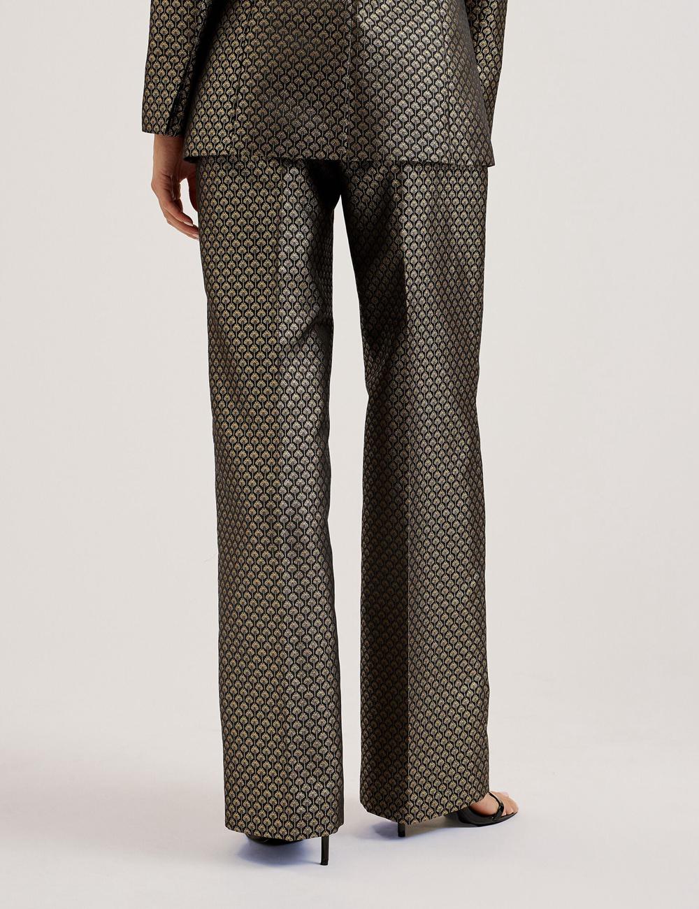 Black Women Ted Baker MANGUT - Metallic Jacquard Wide Leg Tailored Trousers | SA  LEJ-618049