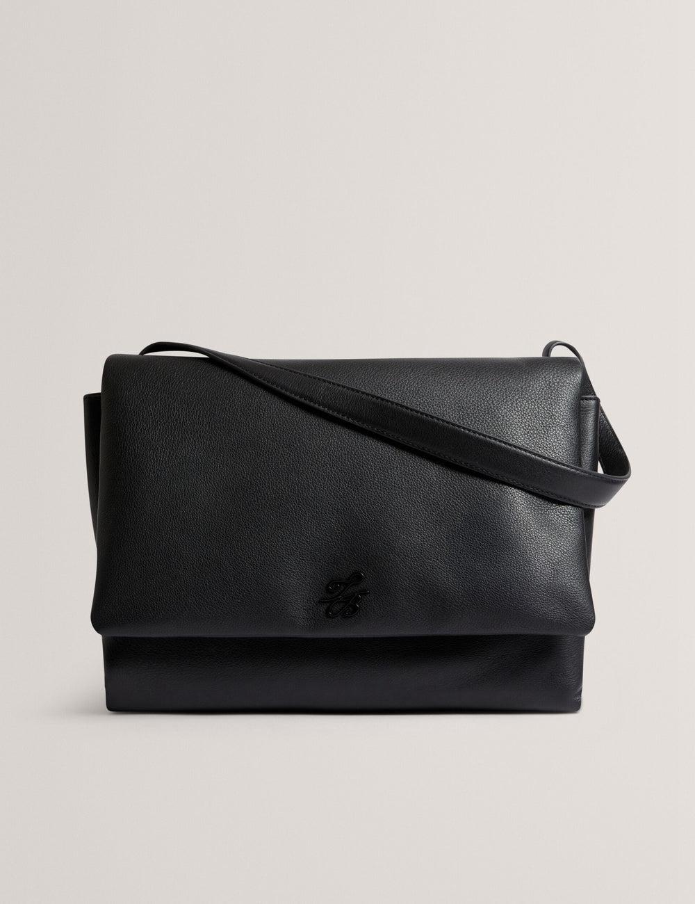 Black Women Ted Baker MARGOU - Padded Leather Large Fold Over Shoulder Bags | SA  ITL-902653