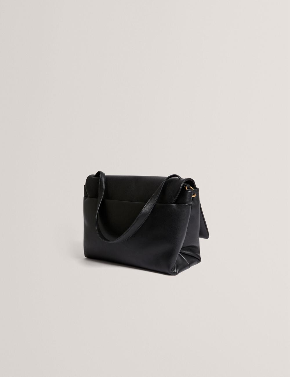 Black Women Ted Baker MARGOU - Padded Leather Large Fold Over Shoulder Bags | SA  ITL-902653
